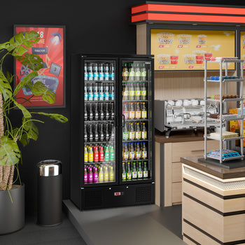 Chłodziarka do napojów - 500 litrów - wnętrze ze stali nierdzewnej - z 2 szklanymi drzwiami - Prime Gastro