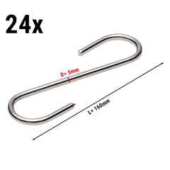 (24 pieces) Meat hooks for meat maturing cabinet - length 16 cm