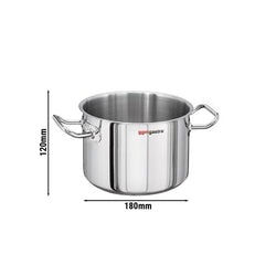 Garnek do mięsa - Ø 180 mm - wysokość: 120 mm - stal nierdzewna - nadaje się do indukcji