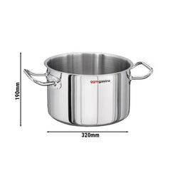 Garnek do mięsa - Ø 320 mm - wysokość: 190 mm - stal nierdzewna - nadaje się do indukcji