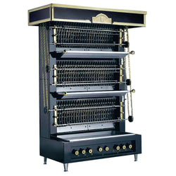 UBERT | Grill ścienny z płomieniem - 60kW - z 8 szpikulcami dla maksymalnie 64 kurczaków