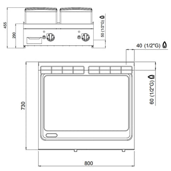 Gazowa płyta grillowa - 13,8 kW - Gładka - Prime Gastro