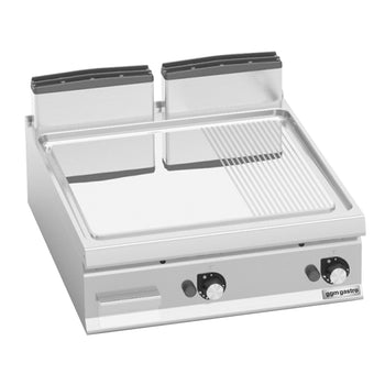 Gazowa płyta grillowa - 20 kW - Gładka & ryflowana - Prime Gastro