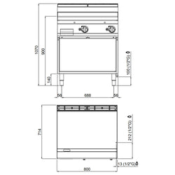 Gazowa płyta grillowa - 13,8 kW - Gładka - z błyszczącą powierzchnią