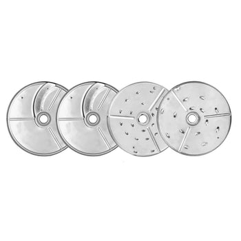 Elektryczna kompaktowa krajalnica do warzyw - 735 W - włącznie z 4 tarczami do krojenia/tarcia - pokrywa na zawiasach - Prime Gastro