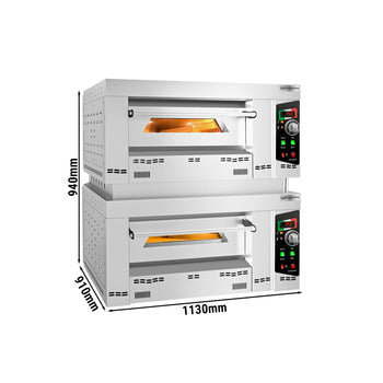 Gazowy piec do pizzy - 4+4x 34cm - Manualny - z ramą pośrednią - Prime Gastro