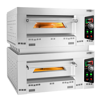 Gazowy piec do pizzy - 4+4x 34cm - Manualny - z ramą pośrednią - Prime Gastro