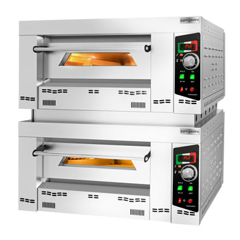 Gazowy piec do pizzy - 4+4x 34cm - Manualny - z ramą pośrednią - Prime Gastro