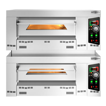 Gazowy piec do pizzy - 4+4x 34cm - Manualny - z ramą pośrednią - Prime Gastro