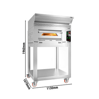 Gazowy piec do pizzy - 4x 34 cm - Manualny - włącznie z okapem, ramą podstawy & zestawem kółek - Prime Gastro