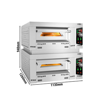 Gazowy piec do pizzy - 6+6x 34cm (głęboki) - manualny - z ramą pośrednią - Prime Gastro