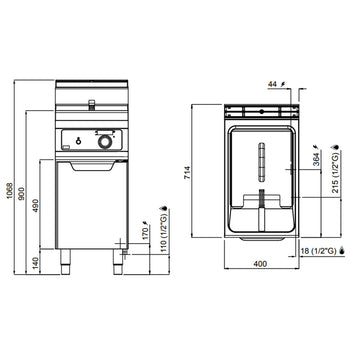 Gazowa frytkownica - 18 litrów - 14 kW - Sterowanie elektroniczne - Prime Gastro