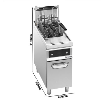 Frytownica gazowa - 20 litrów - 17,5 kW - z filtracją oleju & automatycznym podnoszeniem kosza - Prime Gastro