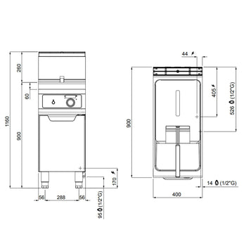 Gazowa frytkownica - 18 litrów - 14 kW - Sterowanie elektroniczne - Prime Gastro