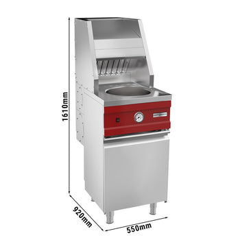 Frytownica gazowa - okrągła - 13 litrów - 17 kW - włącznie z wentylatorem wyciągowym & tacą na frytki - Prime Gastro