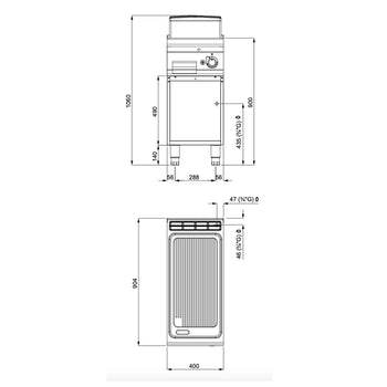 Gazowa płyta grillowa - 7 kW - ryflowana - Prime Gastro