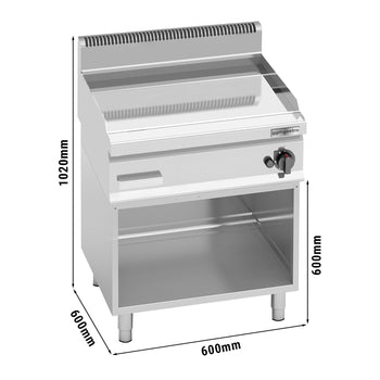 Gazowa płyta grillowa - 8 kW - Gładka - z utwardzoną powierzchnią chromowaną - włącznie z ramą podstawy - Prime Gastro