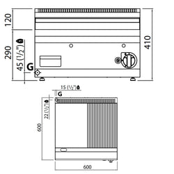 Gazowa płyta grillowa - 8 kW - Gładka & Ryflowana