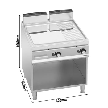 Gazowa płyta grillowa - 20 kW - Gładka & ryflowana - Prime Gastro