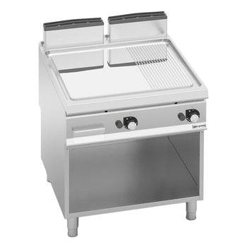 Gazowa płyta grillowa - 20 kW - Gładka & ryflowana - Prime Gastro