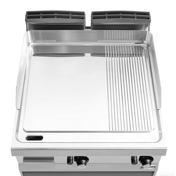 Gazowa płyta grillowa - 20 kW - Gładka & ryflowana - Prime Gastro