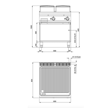 Gazowa płyta grillowa - 14 kW - ryflowana - Prime Gastro