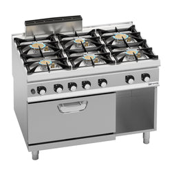 Kuchenka gazowa – 60 kW – 6 palników – wraz z piekarnikiem gazowym statycznym – 7,8 kW – model o dużej mocy