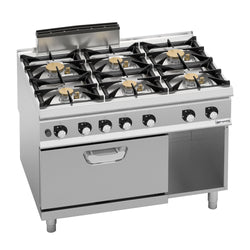 Kuchenka gazowa – 60 kW – 6 palników – wraz z piekarnikiem gazowym statycznym – 7,8 kW – model o dużej mocy