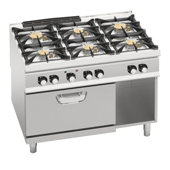 Gazowa kuchenka - z 6 palnikami - 44 kW - włącznie z piekarnikiem elektrycznym - 4,68 kW - Prime Gastro