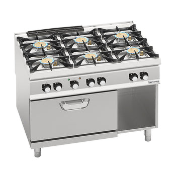 Kuchenka gazowa - 60 kW - 6 palnikowa - z piekarnikiem elektrycznym - 4,68 kW - model o wysokiej wydajności - Prime Gastro