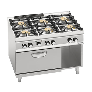 Kuchenka gazowa - 60 kW - 6 palnikowa - z piekarnikiem elektrycznym - 4,68 kW - model o wysokiej wydajności - Prime Gastro