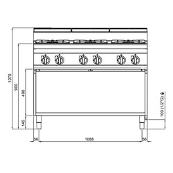 Kuchenka gazowa - 31,5 kW - 6 palnikowa