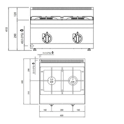Kuchenka gazowa - 10,5 kW - 2 palnikowa