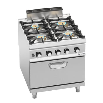 Kuchenka gazowa - 28 kW - 4 palnikowa - z piekarnikiem gazowym - 7,8 kW - Prime Gastro