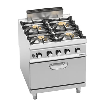 Kuchenka gazowa - 28 kW - 4 palnikowa - z piekarnikiem gazowym - 7,8 kW - Prime Gastro