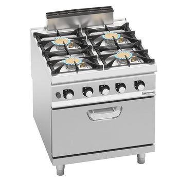 Kuchenka gazowa - 40 kW - 4 palnikowa - z piekarnikiem gazowym - 7,8 kW - model o wysokiej wydajności - Prime Gastro