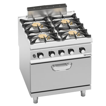 Kuchenka gazowa - 40 kW - 4 palnikowa - z piekarnikiem gazowym - 7,8 kW - model o wysokiej wydajności - Prime Gastro