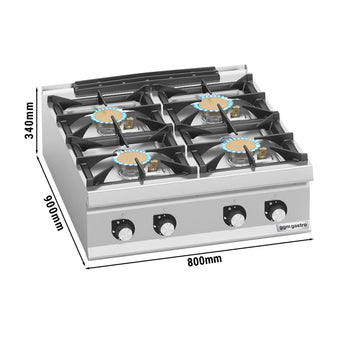 Kuchenka gazowa - 40 kW - 4 palniki - model o wysokiej wydajności - Prime Gastro