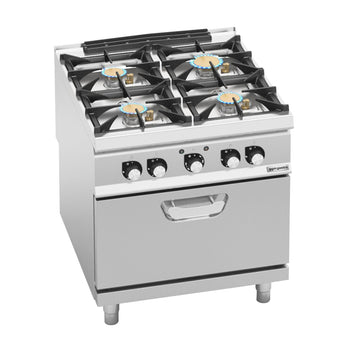 Gazowa kuchenka - z 4 palnikami - 28 kW - włącznie z piekarnikiem elektrycznym - 4,68 kW - Prime Gastro