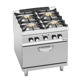 Gazowa kuchenka - z 4 palnikami - 28 kW - włącznie z piekarnikiem elektrycznym - 4,68 kW - Prime Gastro