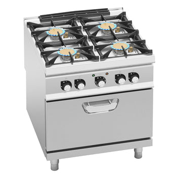 Kuchenka gazowa - 40 kW - 4 palnikowa - z piekarnikiem elektrycznym - 4, 68 kW - model wysokiej wydajności - Prime Gastro