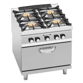 Kuchenka gazowa - 40 kW - 4 palnikowa - z piekarnikiem elektrycznym - 4, 68 kW - model wysokiej wydajności - Prime Gastro