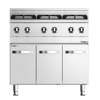 Kuchenka gazowa - 36 kW - 6 palników wysokiej wydajności - z szafką dolną - Prime Gastro