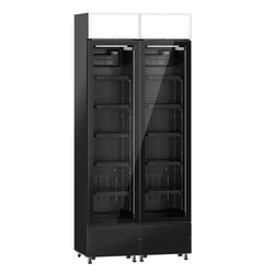 (2 szt.) Chłodziarka do napojów - 290 litrów - bezramkowy design - z 2 szklanymi drzwiami & wyświetlaczem reklamowym