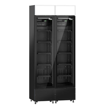 (2 szt.) Chłodziarka do napojów - 290 litrów - bezramkowy design - z 2 szklanymi drzwiami & wyświetlaczem reklamowym - Prime Gastro