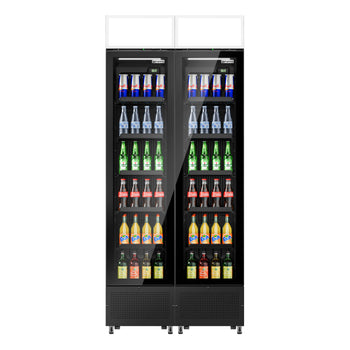 (2 szt.) Chłodziarka do napojów - 290 litrów - bezramkowy design - z 2 szklanymi drzwiami & wyświetlaczem reklamowym - Prime Gastro