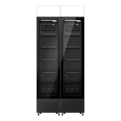 (2 szt.) Chłodziarka do napojów - 290 litrów - bezramkowy design - z 2 szklanymi drzwiami & wyświetlaczem reklamowym