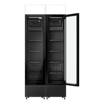 (2 szt.) Chłodziarka do napojów - 290 litrów - bezramkowy design - z 2 szklanymi drzwiami & wyświetlaczem reklamowym - Prime Gastro