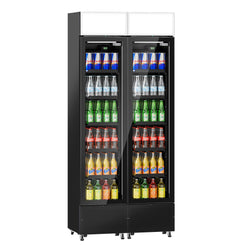 (2 szt.) Chłodziarka do napojów - 290 litrów - bezramkowy design - z 2 szklanymi drzwiami & wyświetlaczem reklamowym