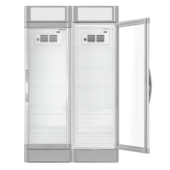 (2 szt.) Chłodziarka do napojów - 690 litrów - z 2 szklanymi drzwiami i wyświetlaczem reklamowym - Prime Gastro